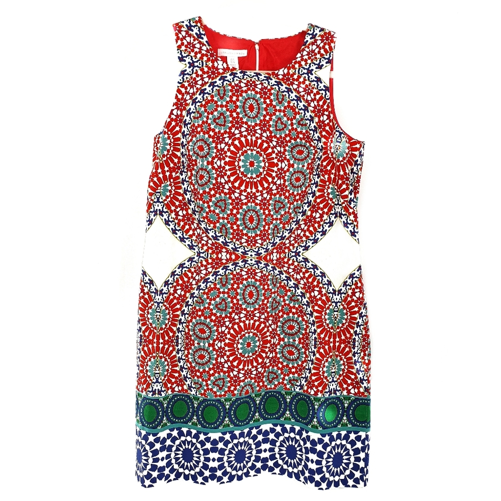London Times Printed Geometric Shift Dress